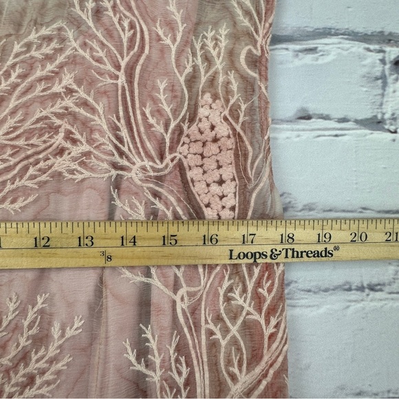 Sundance Silk Coral Embroidered Maxi Dress Gown Sz 10 Blush Pink Boho Wedding - Picture 9 of 11